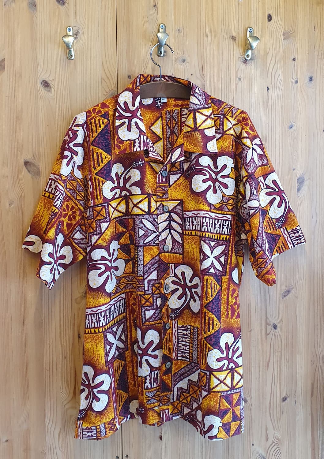 3XL(120).하와이안 셔츠(옐로우버건디) 상품이미지1