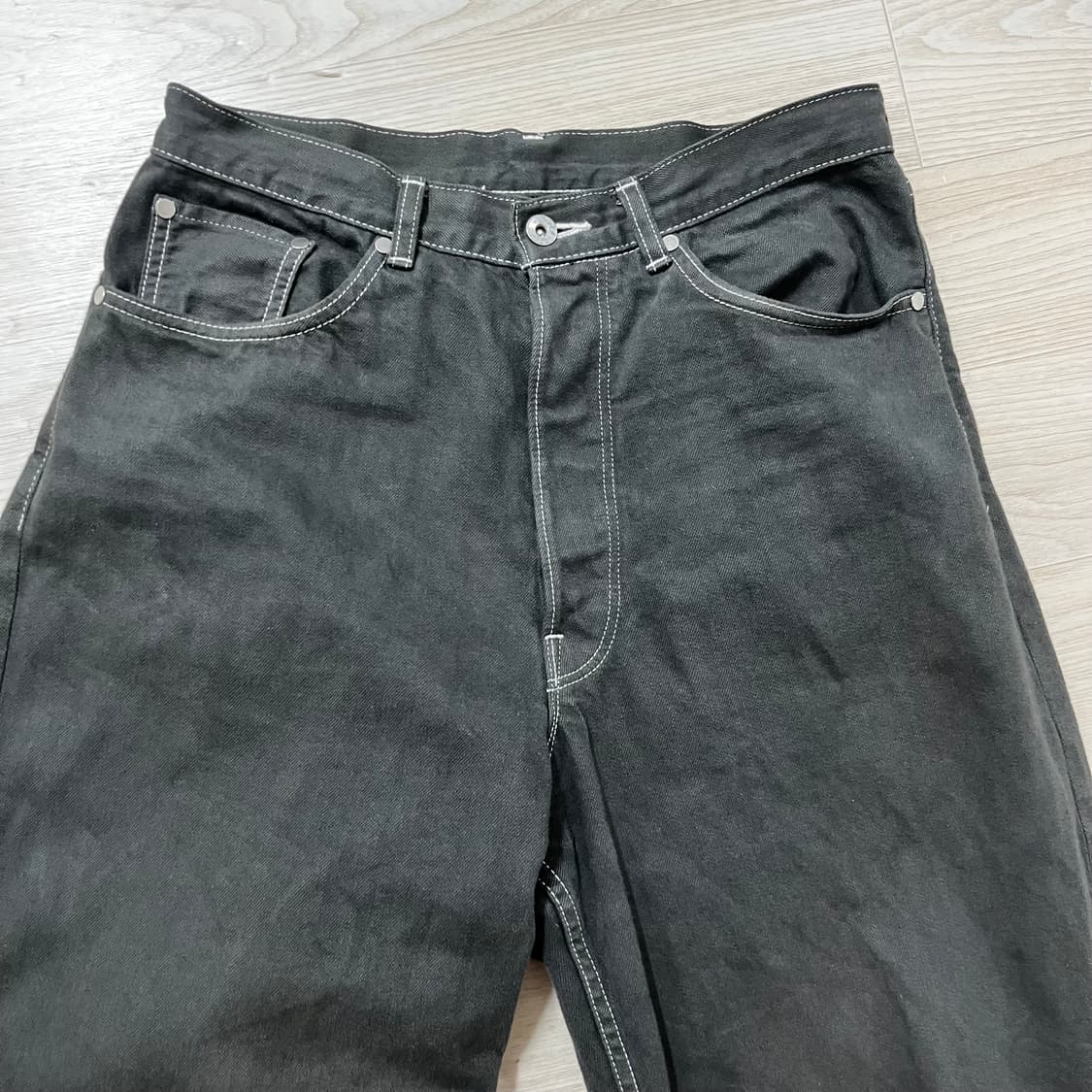 마카 marka 코쿤핏 데님 청바지 그린 1 상품이미지2