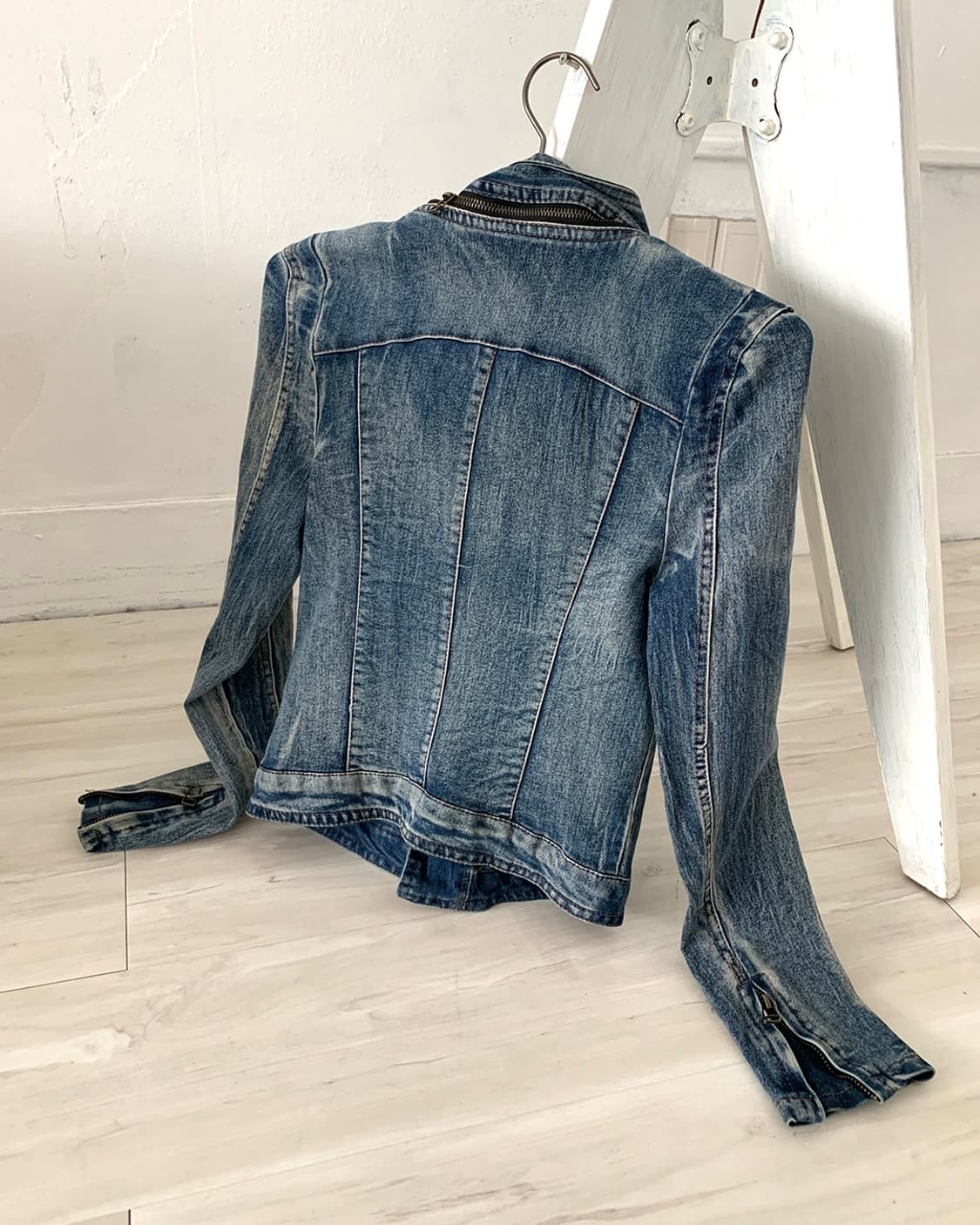 Y2K Collared zip-detail denim jacket 상품이미지9