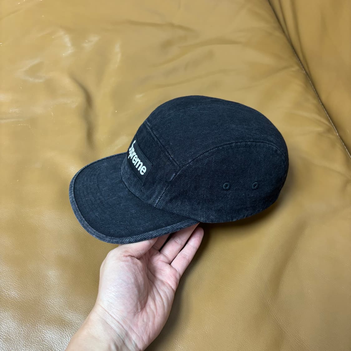 슈프림 캠프캡 모자 박스로고 데님 블랙 상품이미지4