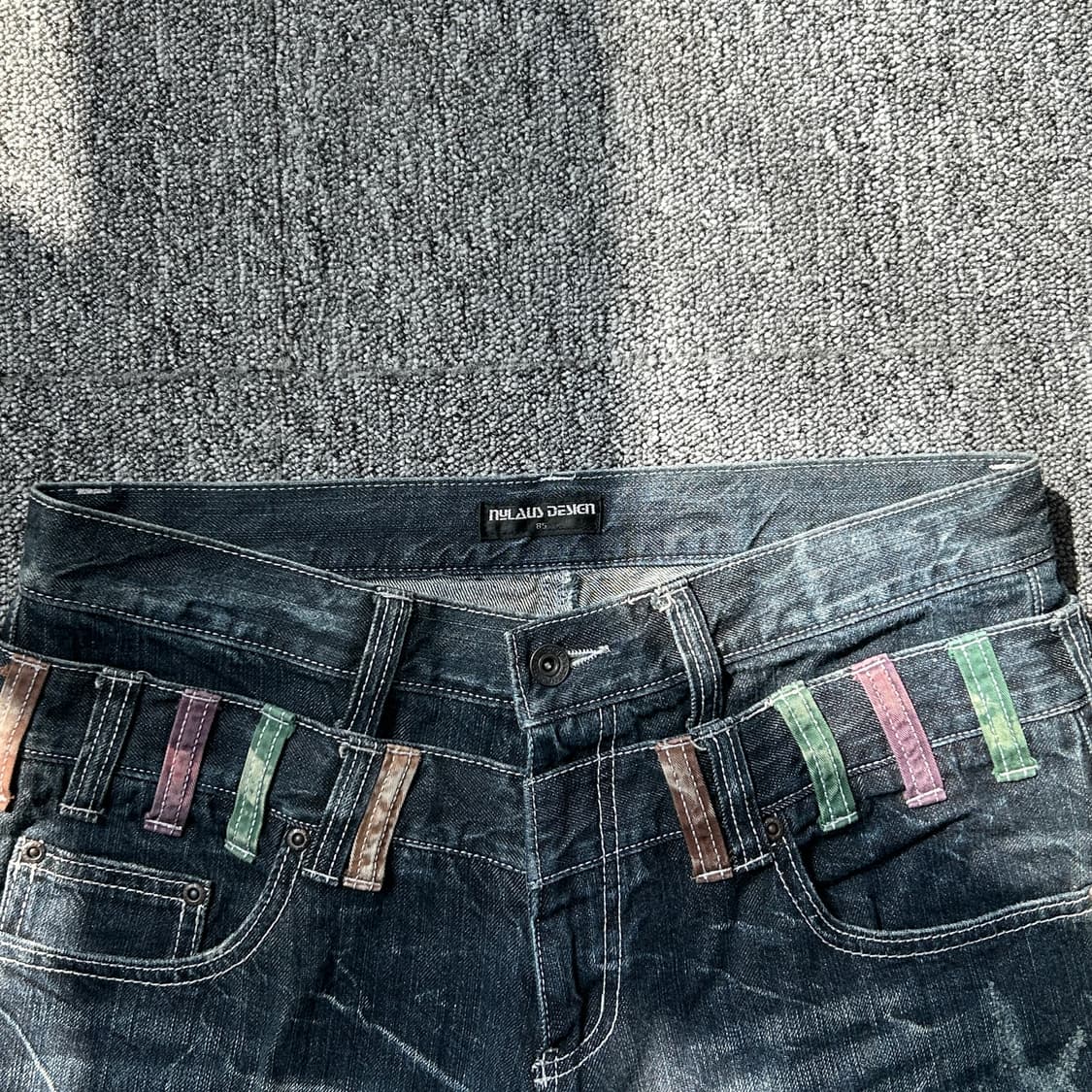 jpn 빈티지 더블 웨이스트 워싱 데님 팬츠 상품이미지2