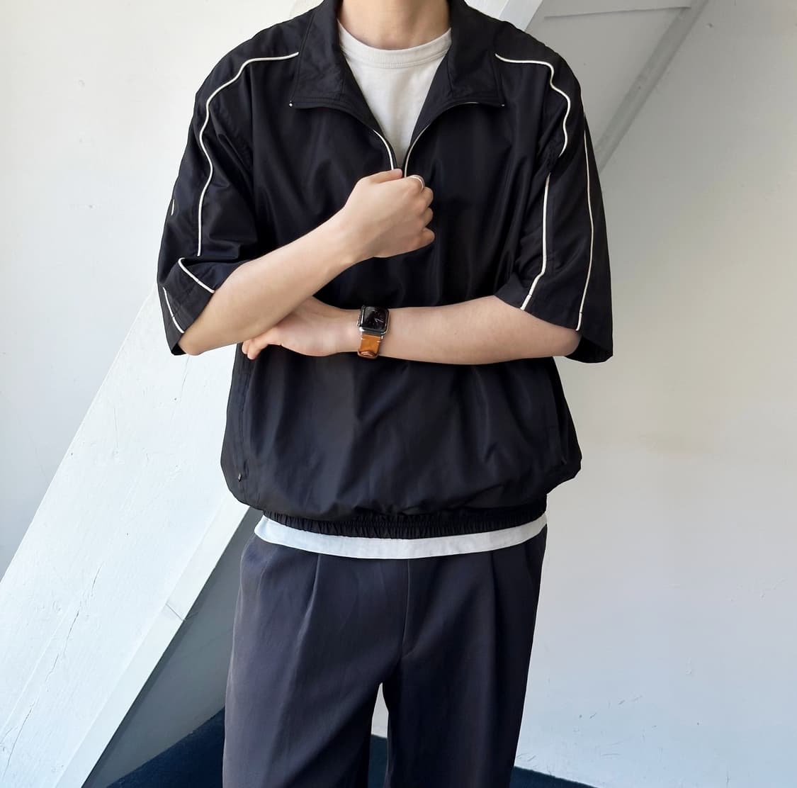 Washed poly 2way H/S warm up anorak 상품이미지8