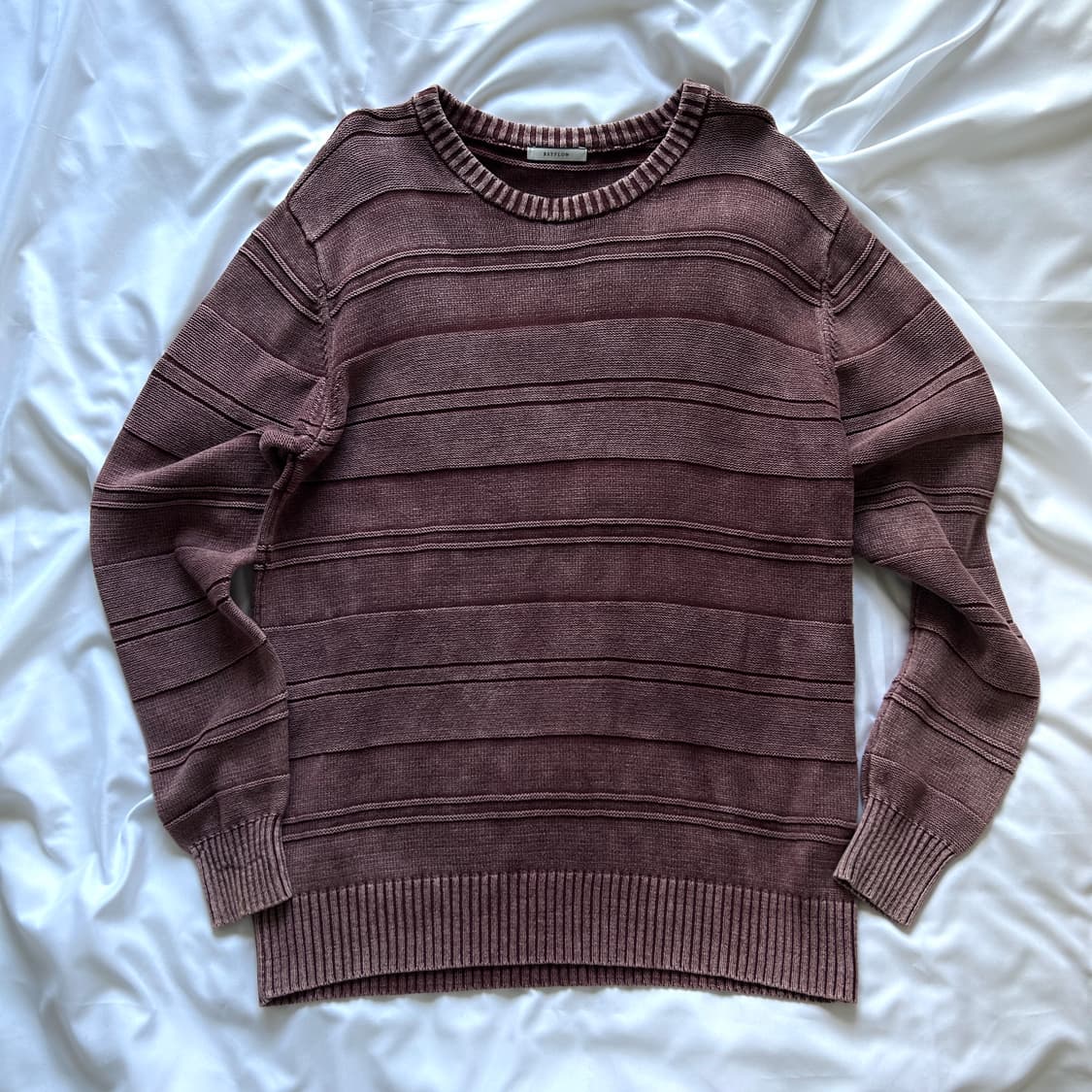빈티지 버건디 코튼 라운드 니트 상품이미지5