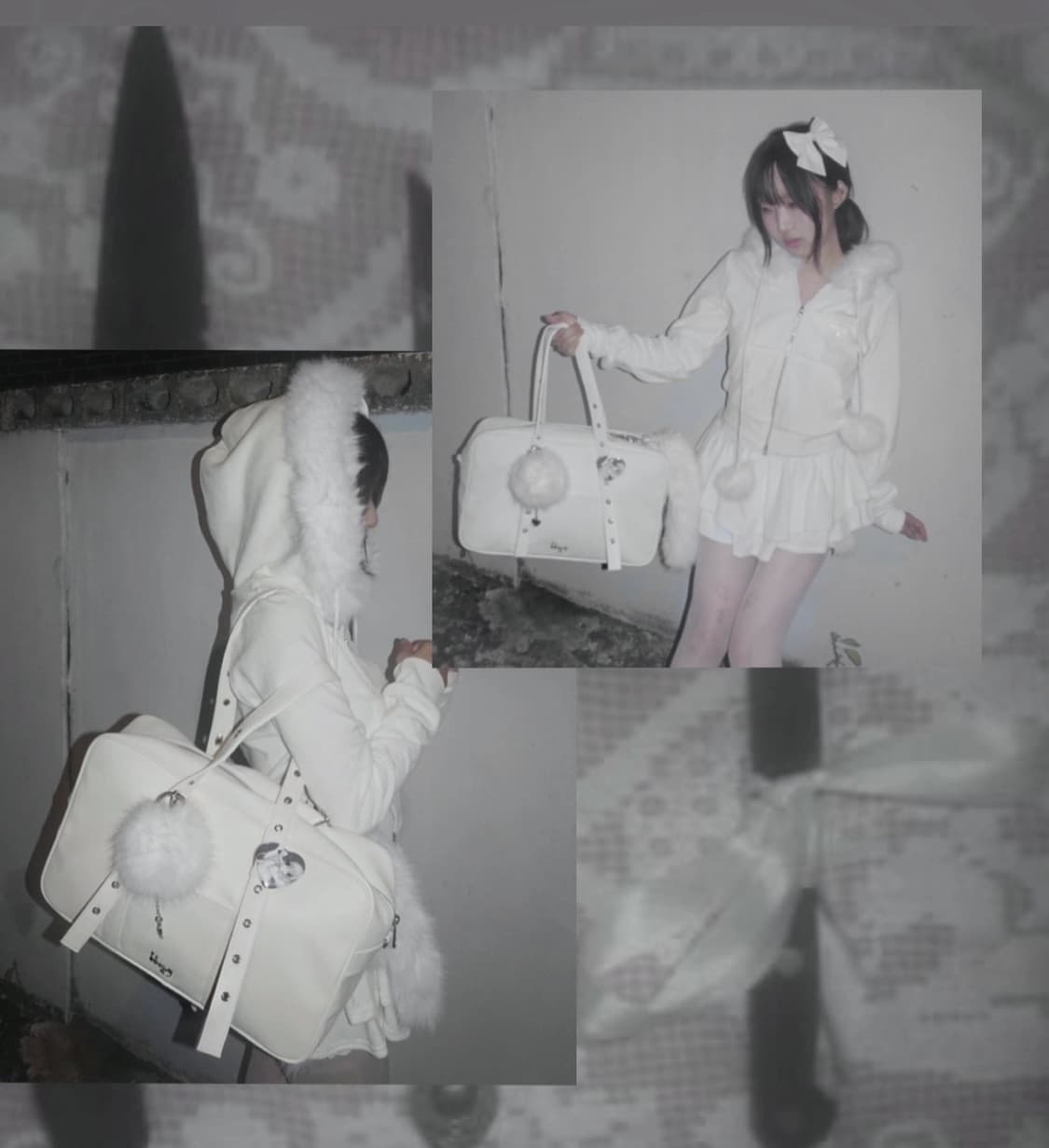 달천깔 아이당클럽 퍼 벨벳 후드집업+스커트 셋업 상품이미지3