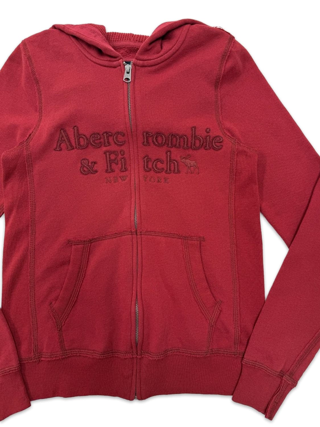 빈티지 아베크롬비 레드 로고 후드집업 상품이미지2