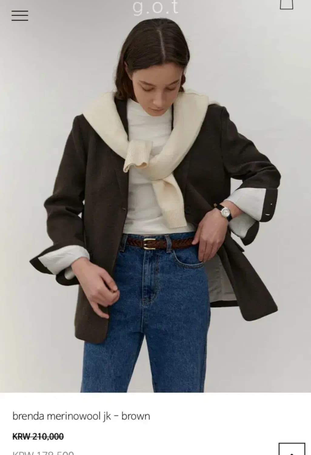 브렌다브렌든 메리노울 자켓 브라운 상품이미지1