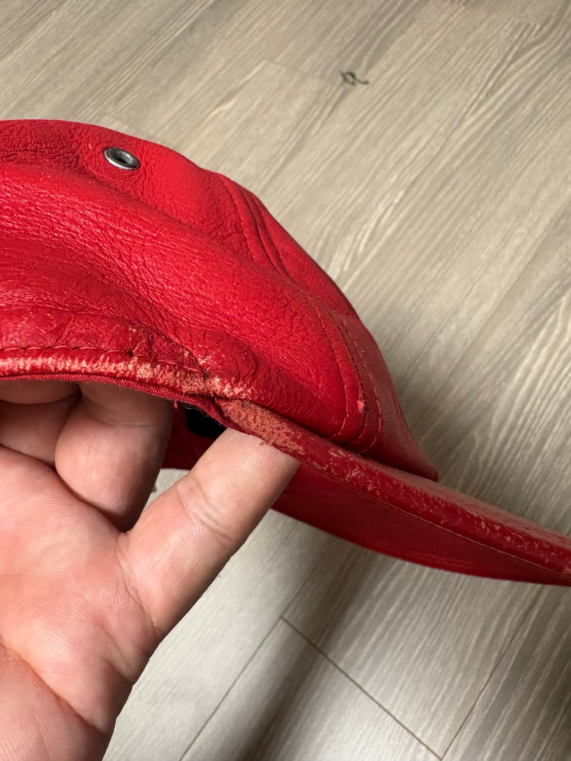 노스페이스 X 슈프림 가죽 볼캡 레드 상품이미지3