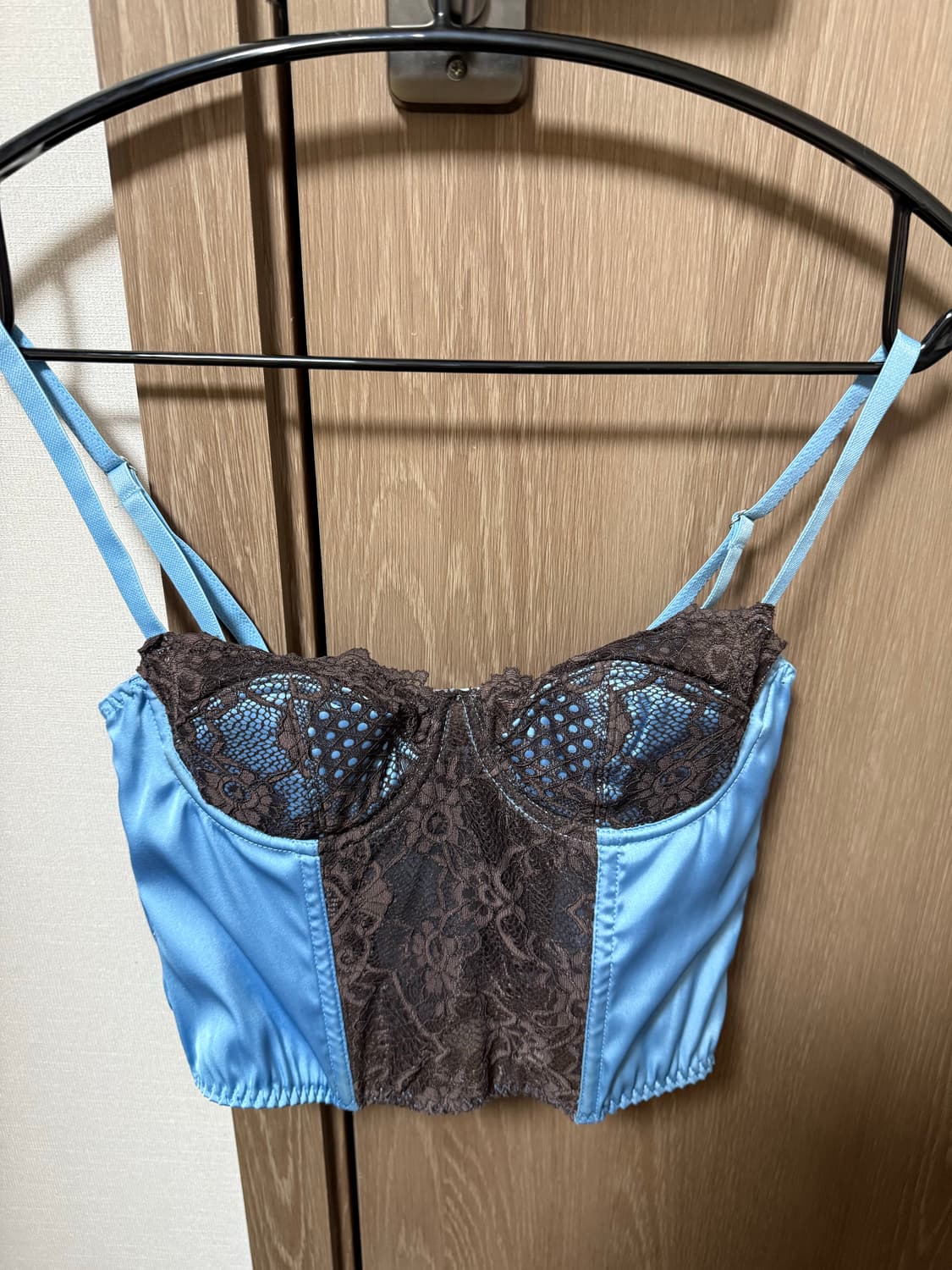 블루 브라운 새틴 코르셋 상품이미지2