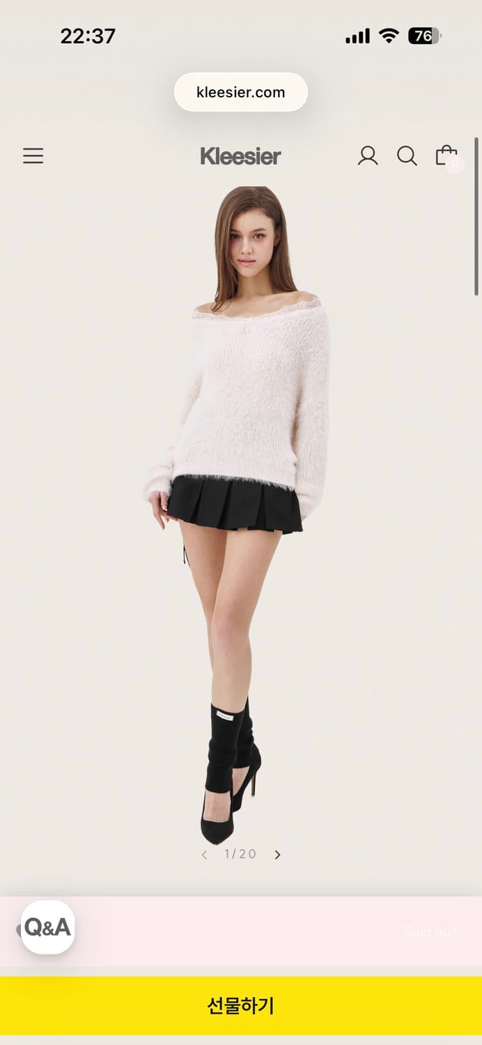 벚꽃룩 추천..♡ 클리시어 블러쉬 레이스 오프숄더 니트 핑크 상품이미지1