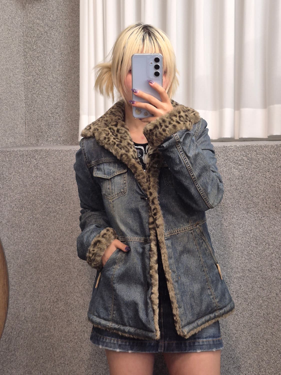 LEOPARD FUR DENIM JACKET 상품이미지3
