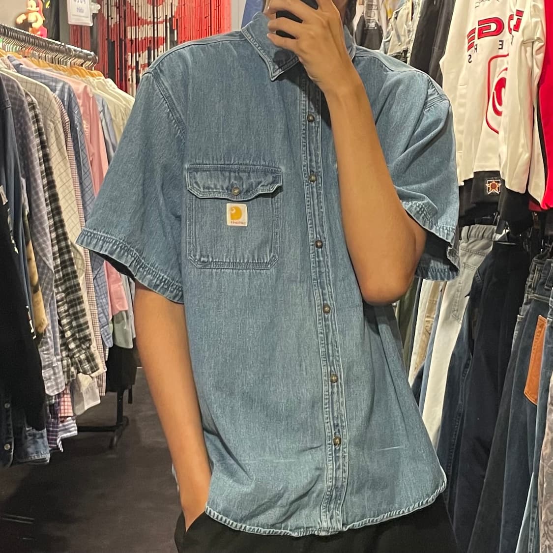 [IM] carhartt 칼하트 중청 데님 반팔셔츠 상품이미지3