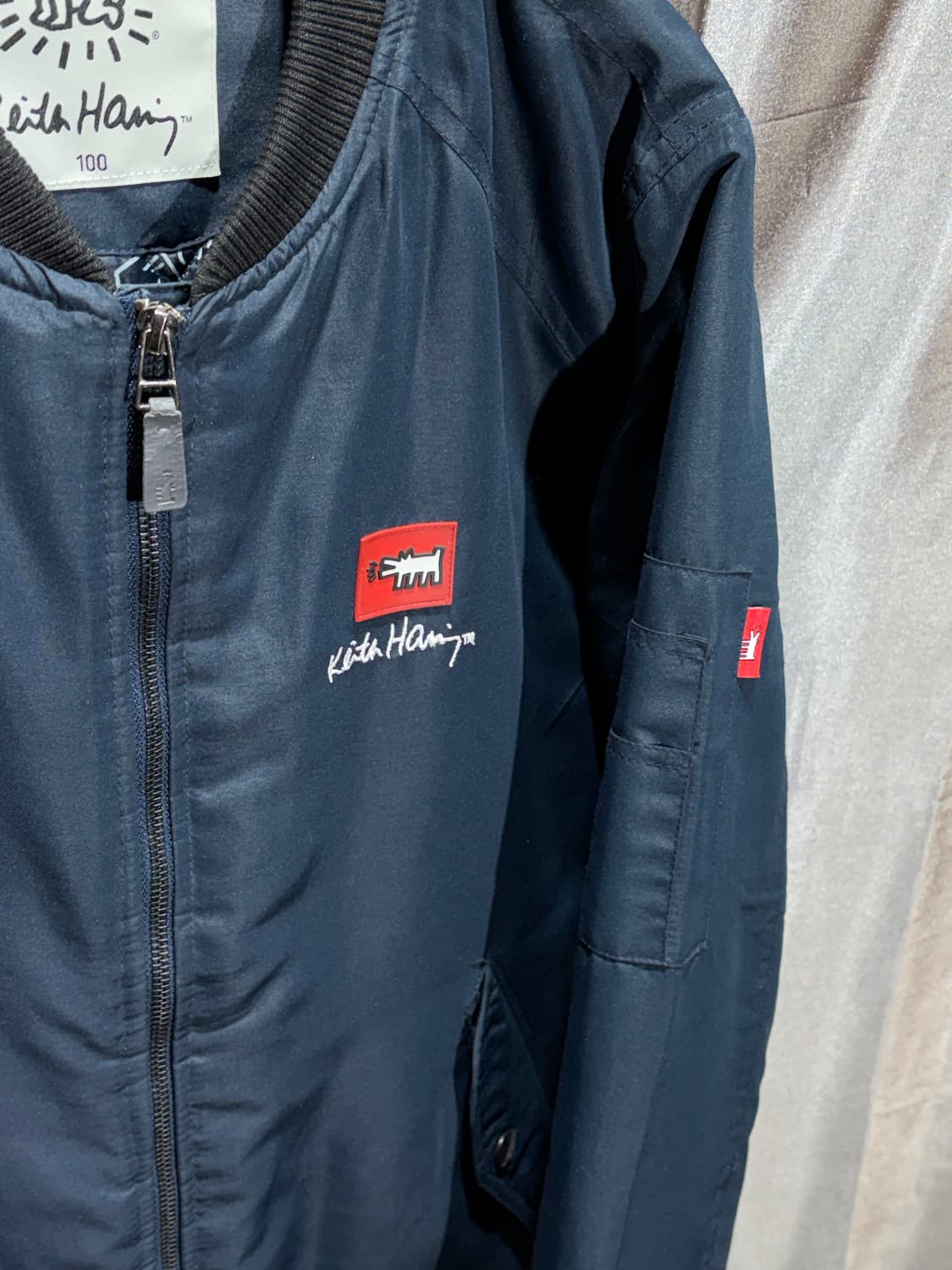 L 키스 해링 심볼로고 포켓 네이비 MA-1 자켓 상품이미지6