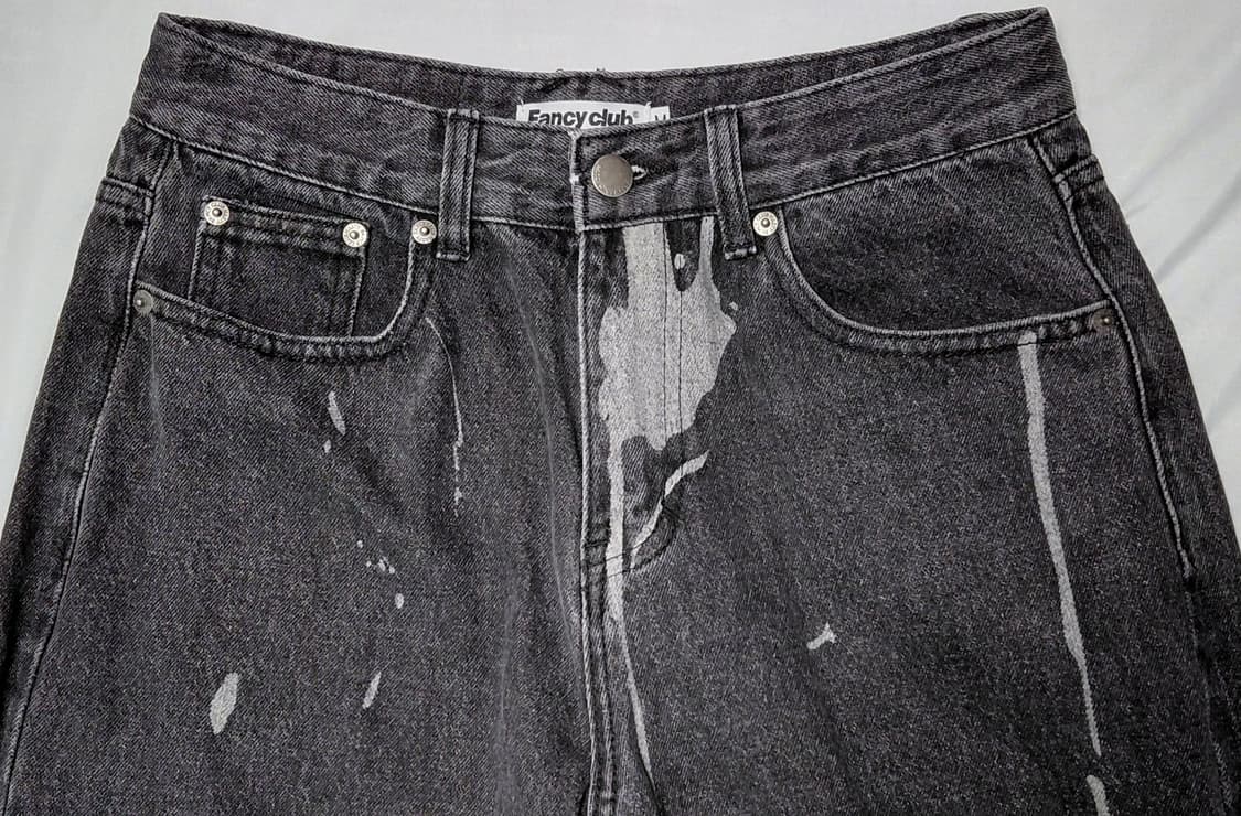 [M] 네스티팬시클럽 나비 그래픽 블리치 와이드 데님 팬츠 상품이미지2