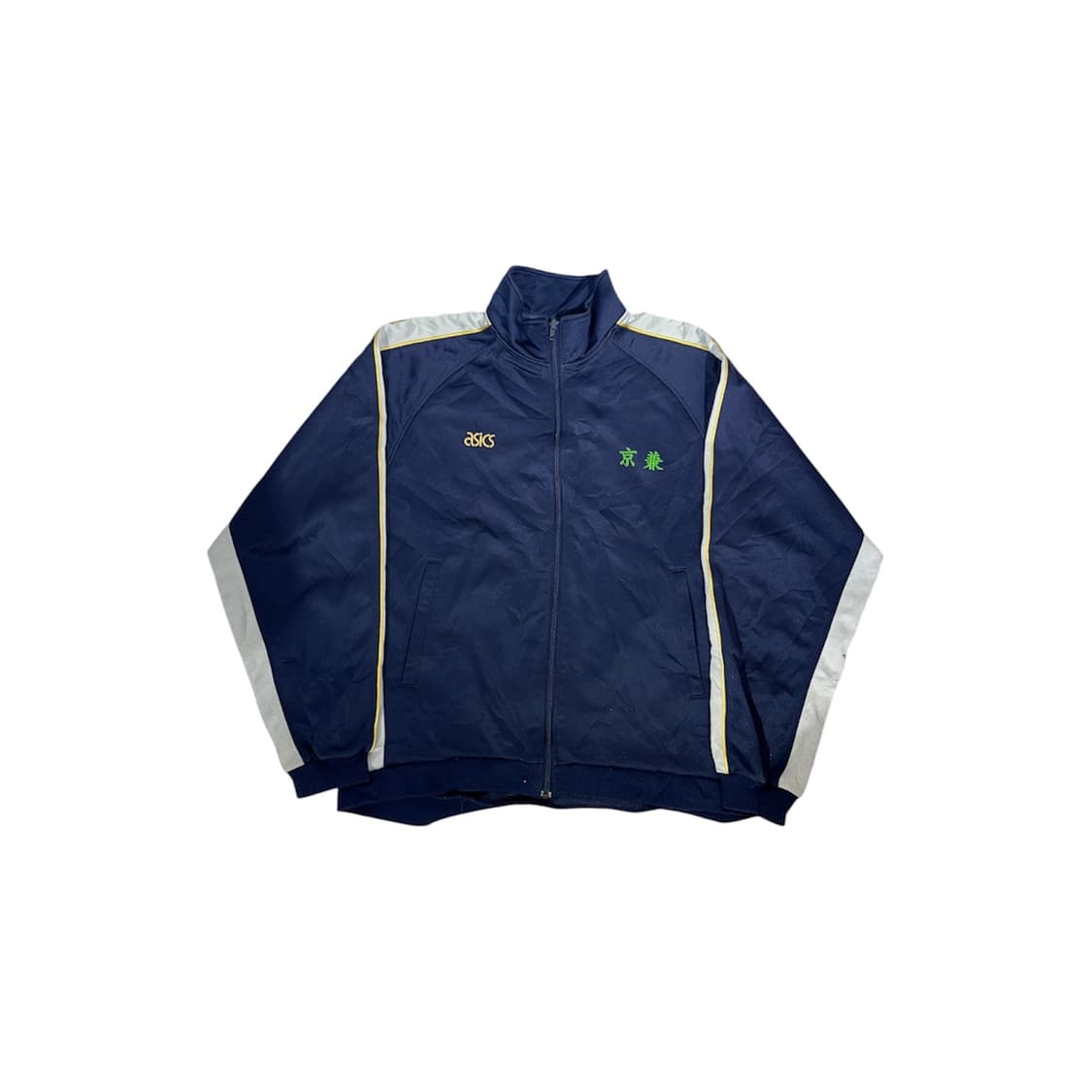아식스 네이비 화이트 사이드 라인 바람막이 자켓 L 상품이미지5
