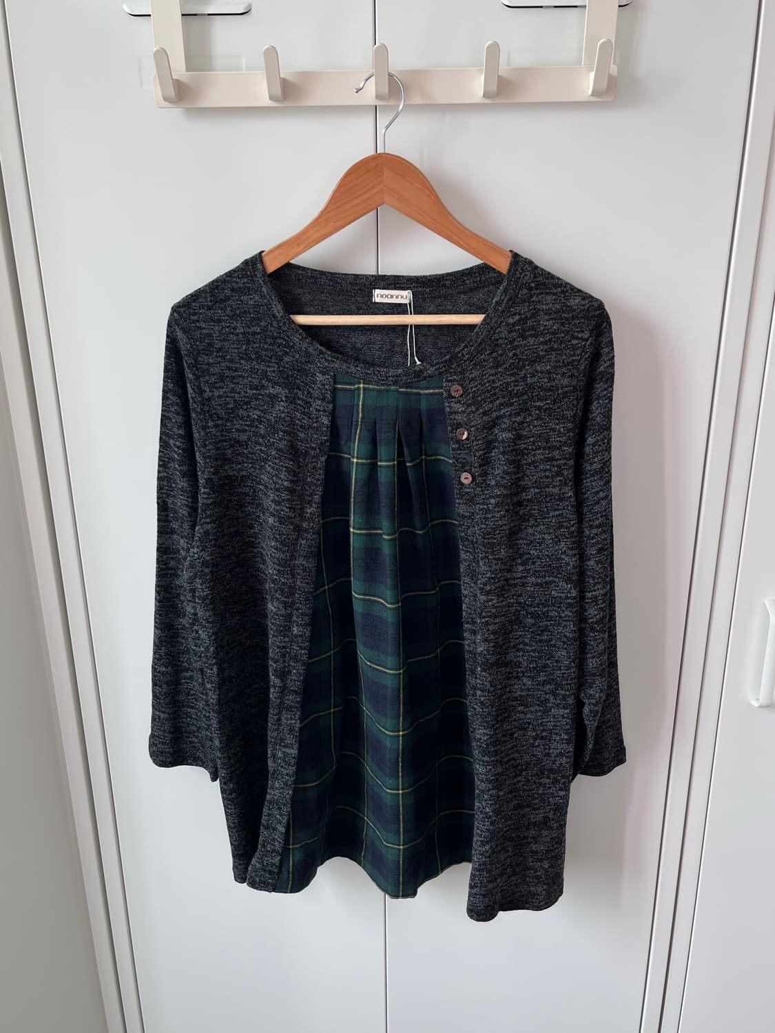 Noannu 체크 레이어드 바선생 니트 상품이미지4
