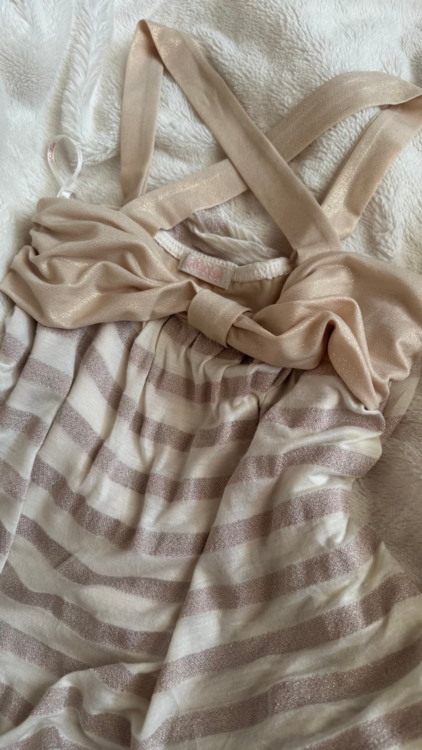 리즈리사 고전 리본 스트라이프 캐미솔 슬리브리스 라떼갸루 히메갸루 나시 상품이미지2