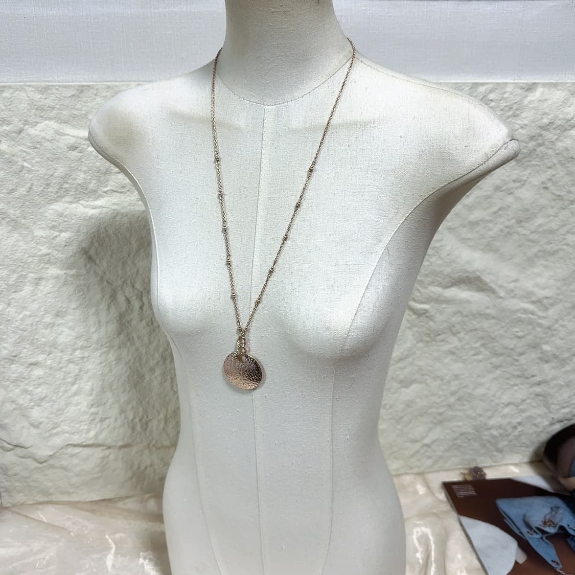 빈티지 해머링 로즈골드톤 쿠바체인 목걸이 상품이미지1