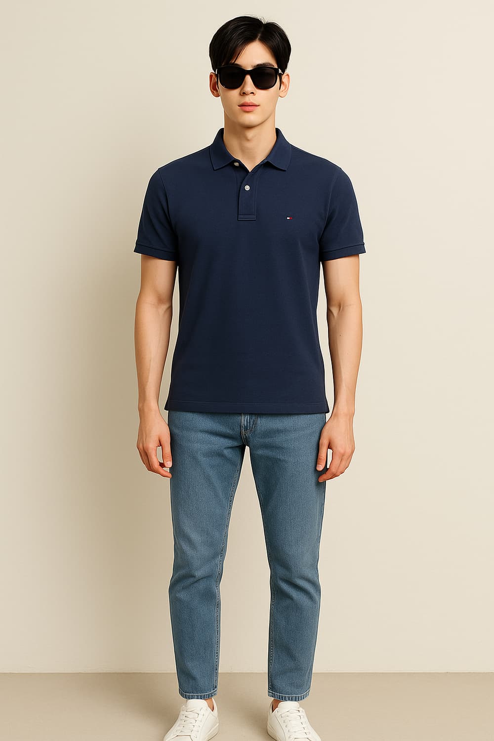 타미힐피거. 남자 커스텀핏 반팔 카라티_M 상품이미지1