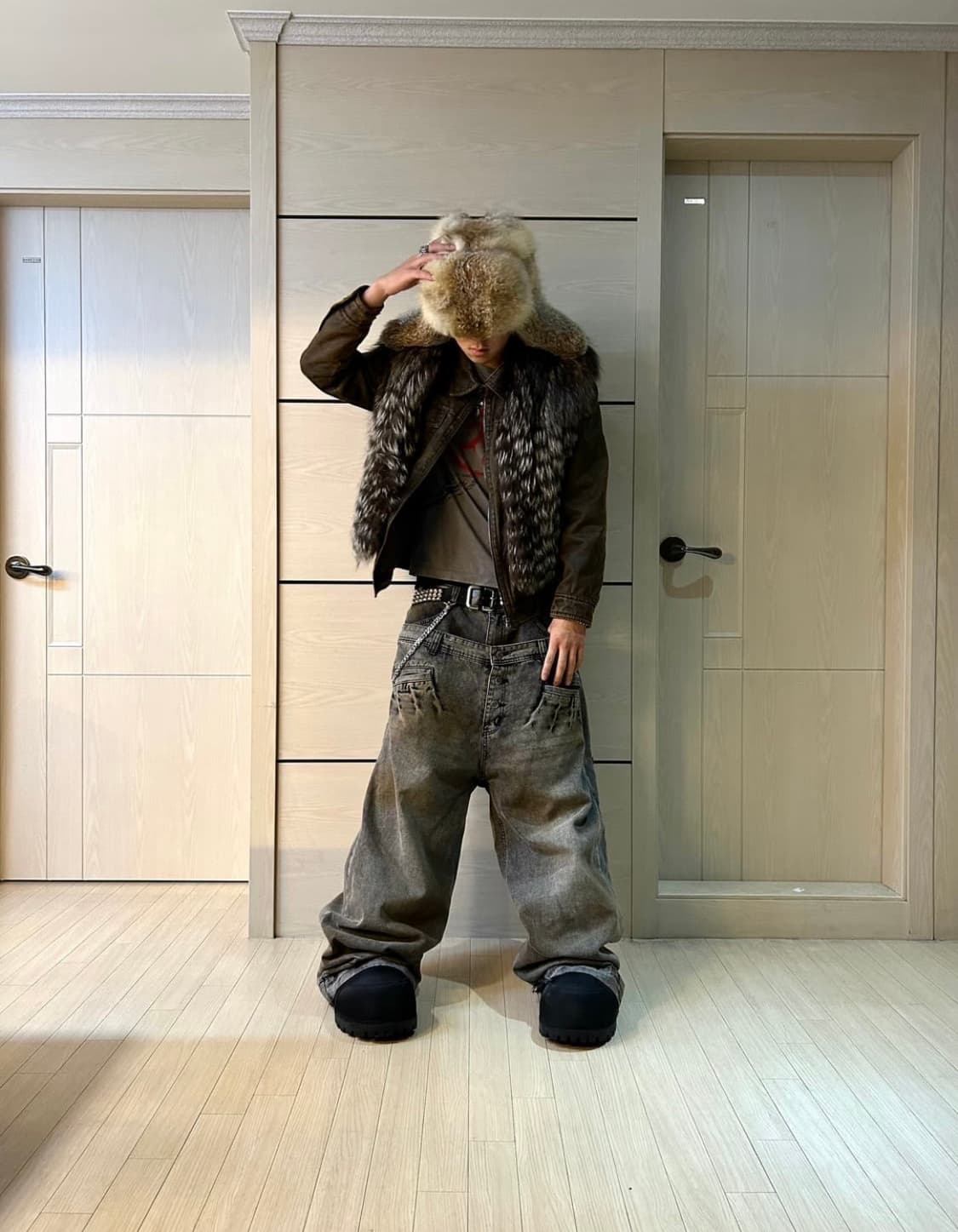 데님 레이어드 더블 웨이스트 팬츠 상품이미지1