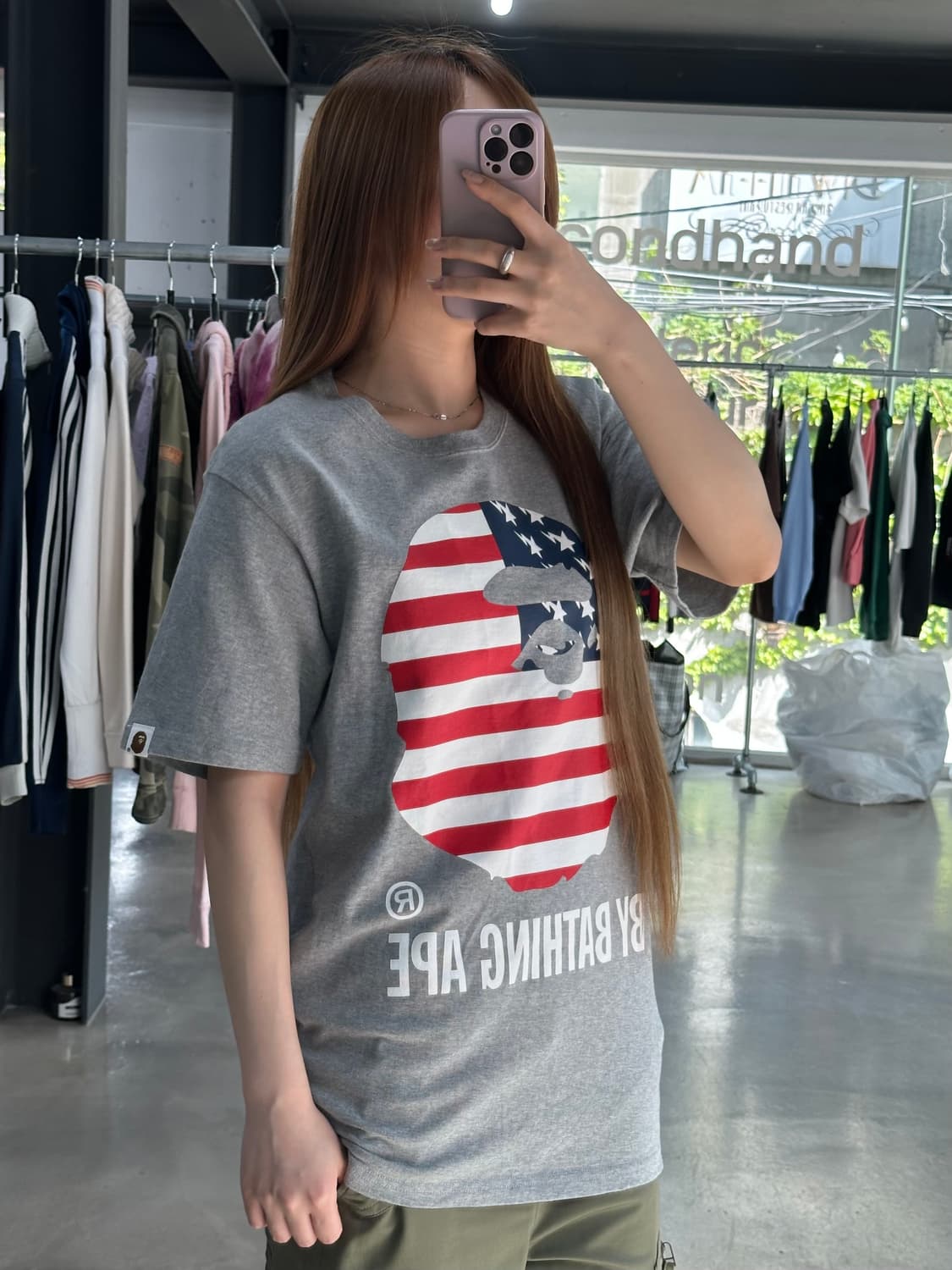 베이프 성조기 빅사루 반팔티 상품이미지2