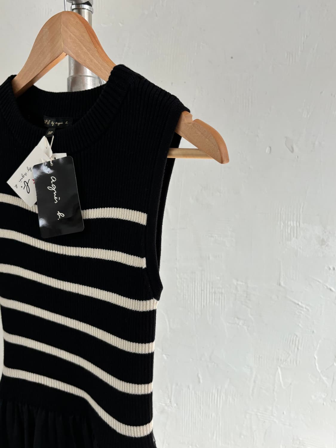 [새상품] Agnes B 아네스베 블랙 화이트 스트라이프 원피스 상품이미지6