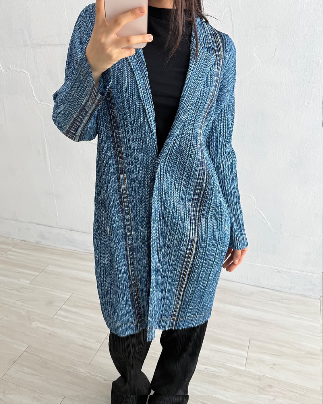 Pleats PleaseDenim Pattern Long Cardigan 상품이미지2
