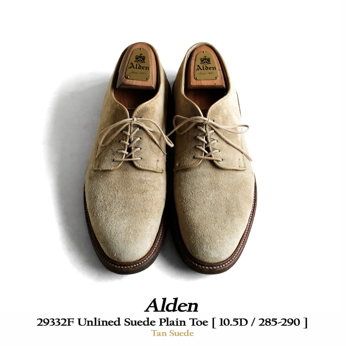 알든 29332 10.5D 언라인드 탄 스웨이드 더비 상품이미지1