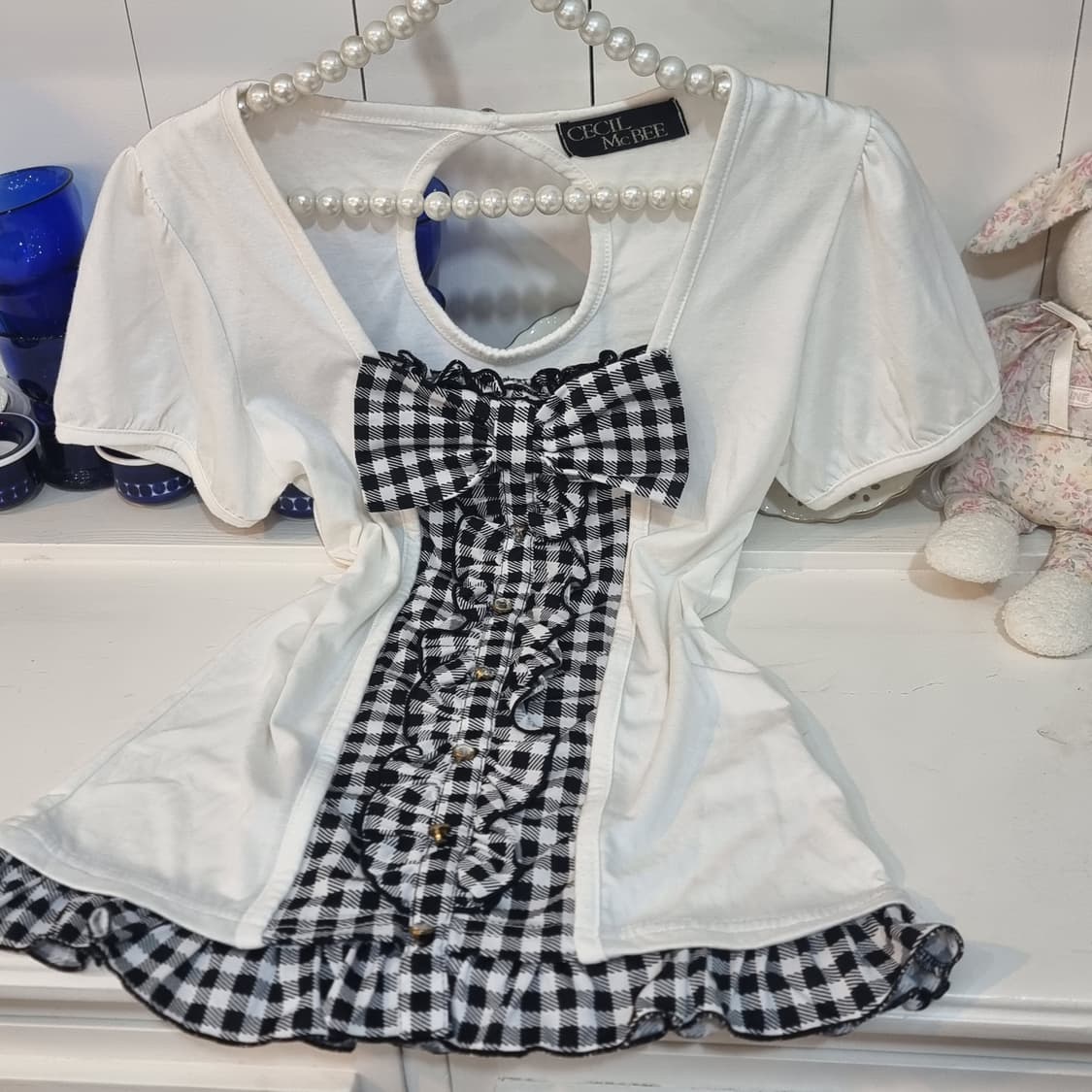 세실 맥비 체크 리본 블라우스 상품이미지3