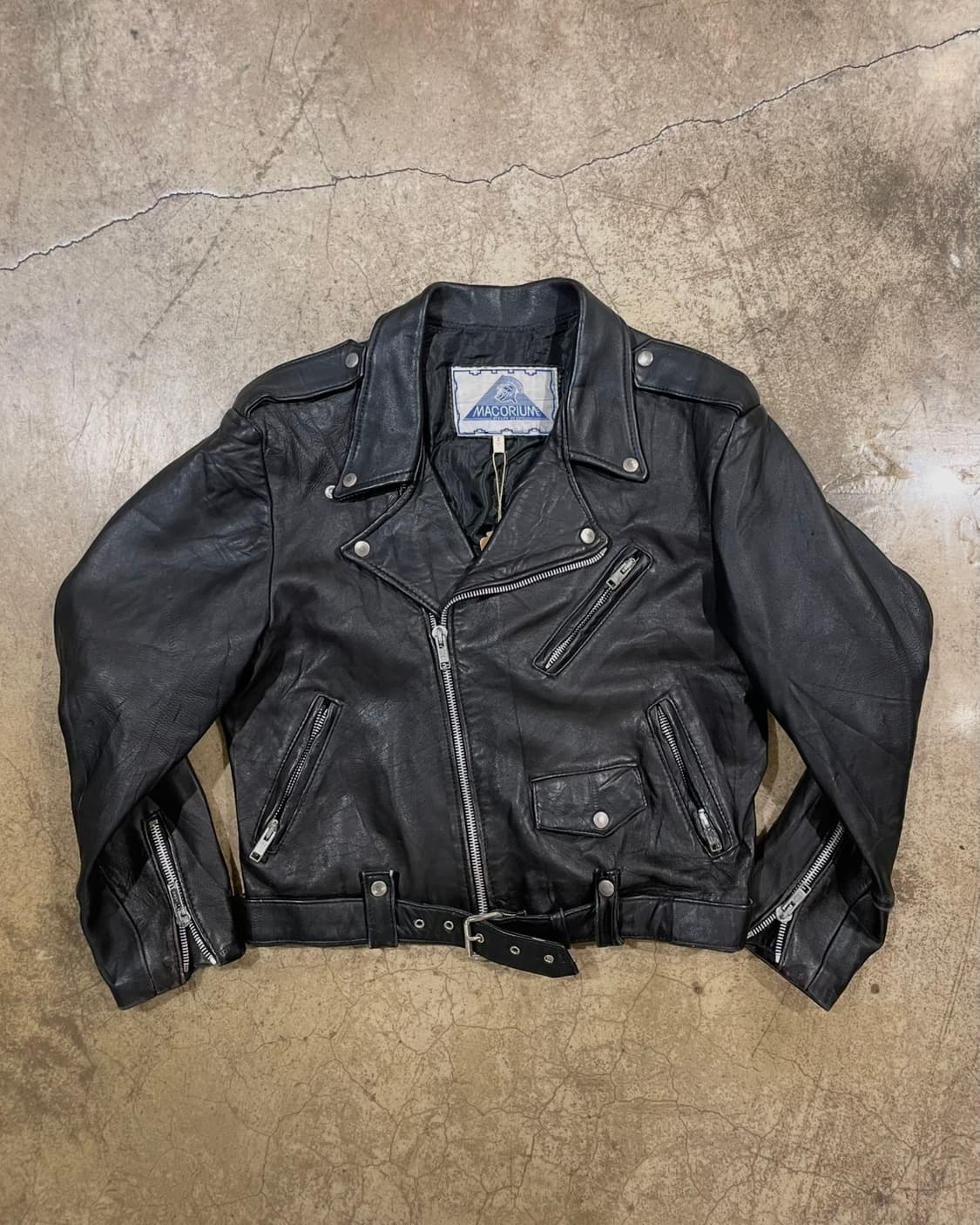 Macorium 소가죽 더블 라이더 재킷 (B5208) 상품이미지1