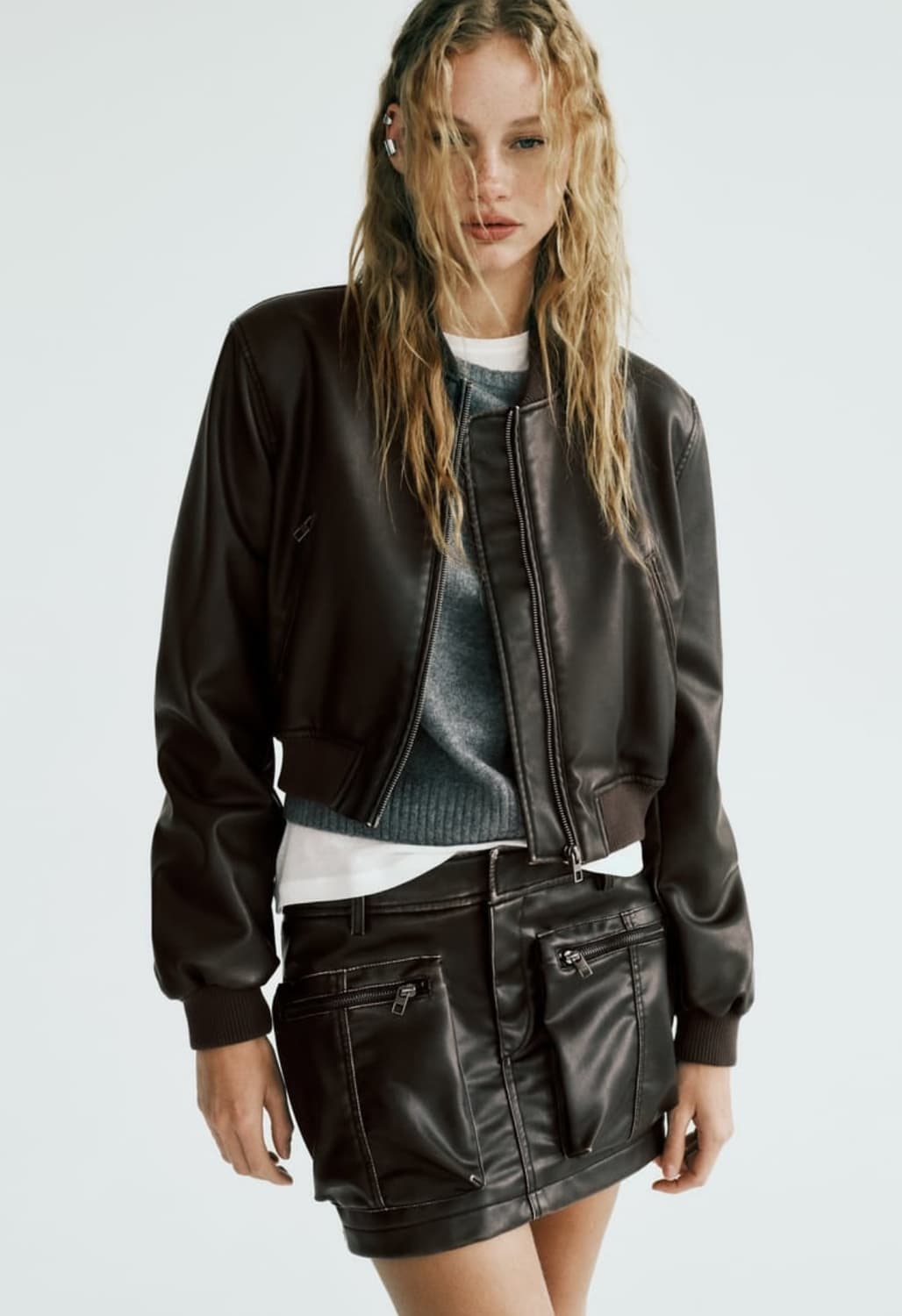 ZARA 자라 페이크 레더 봄버 재킷 XS 상품이미지2