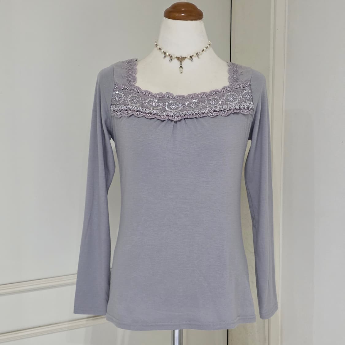 일본빈티지)히메갸루st 보헤미안 앤틱 로맨틱 레이스 스팽클 긴팔티셔츠 상품이미지3