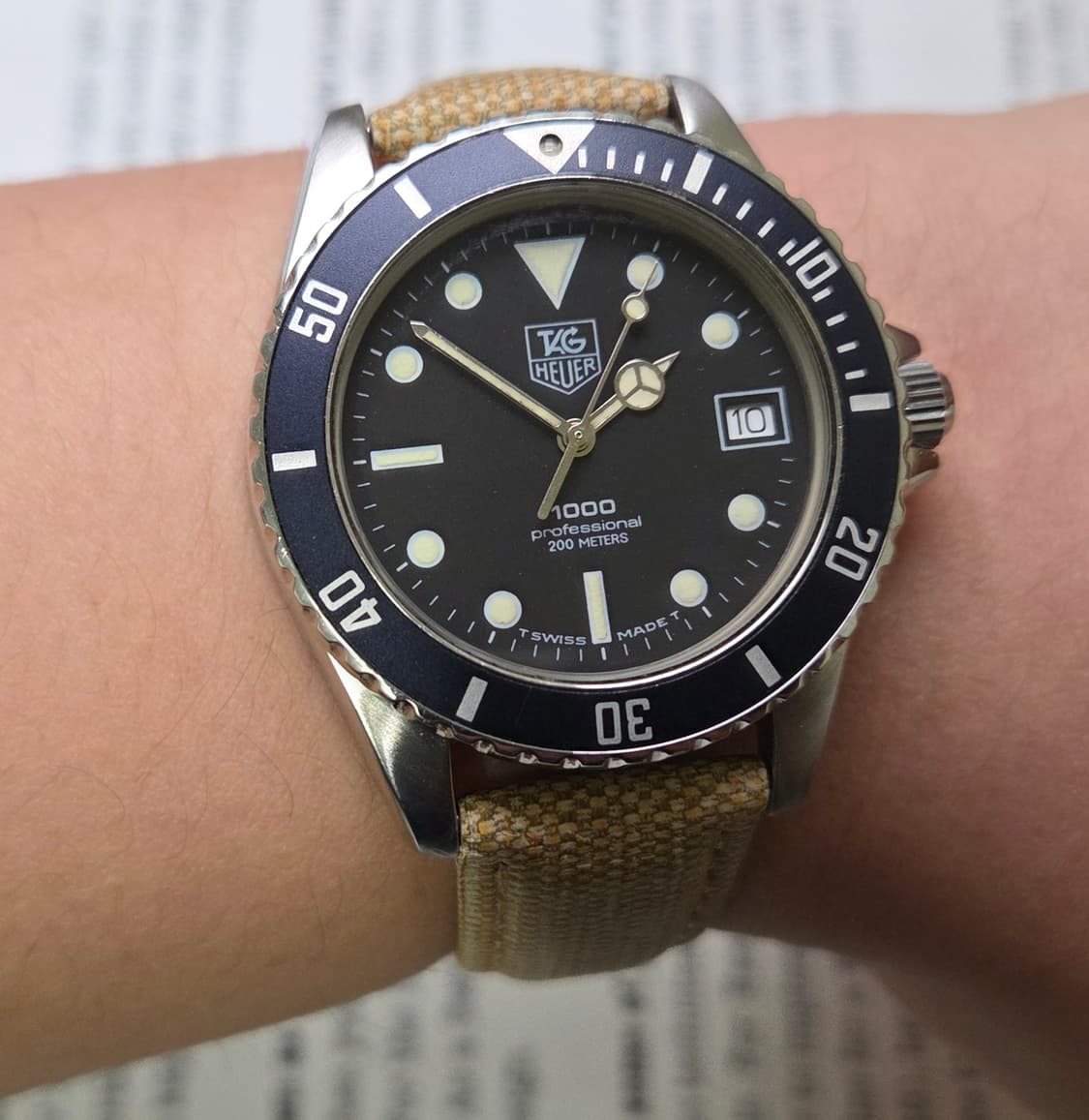 레어] 빈티지 태그호이어 프로페셔널 1000 블랙판 벤츠핸즈 쿼츠 상품이미지2