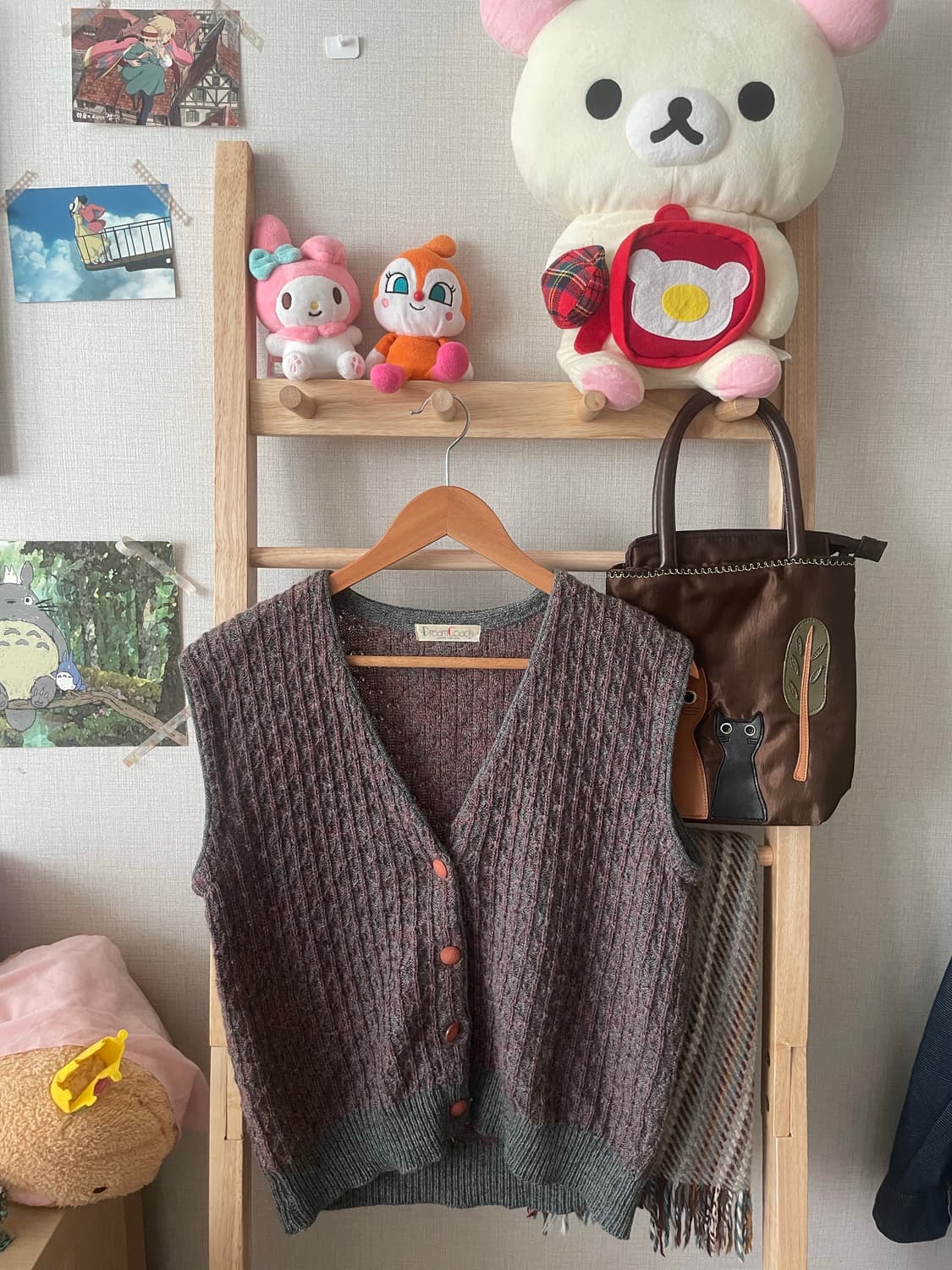 모리걸 빈티지 목폴라 니트조끼 set 💜💚 상품이미지5