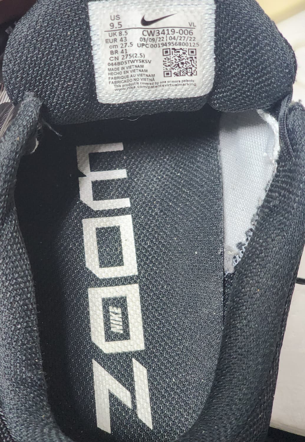 나이키 에어 줌 윈플로 9 블랙 275 mm 상품이미지8