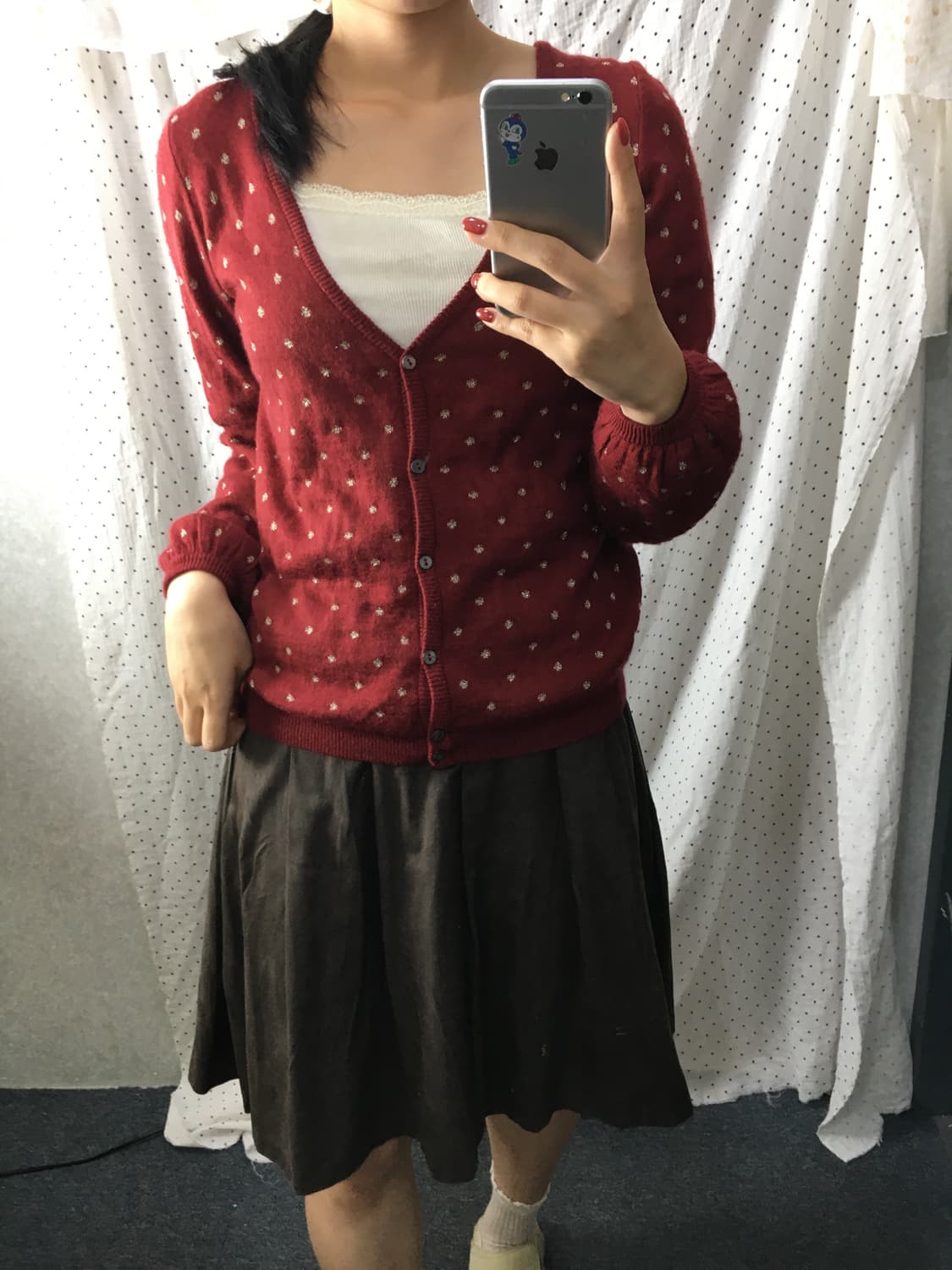 레드 도트 가디건 상품이미지3