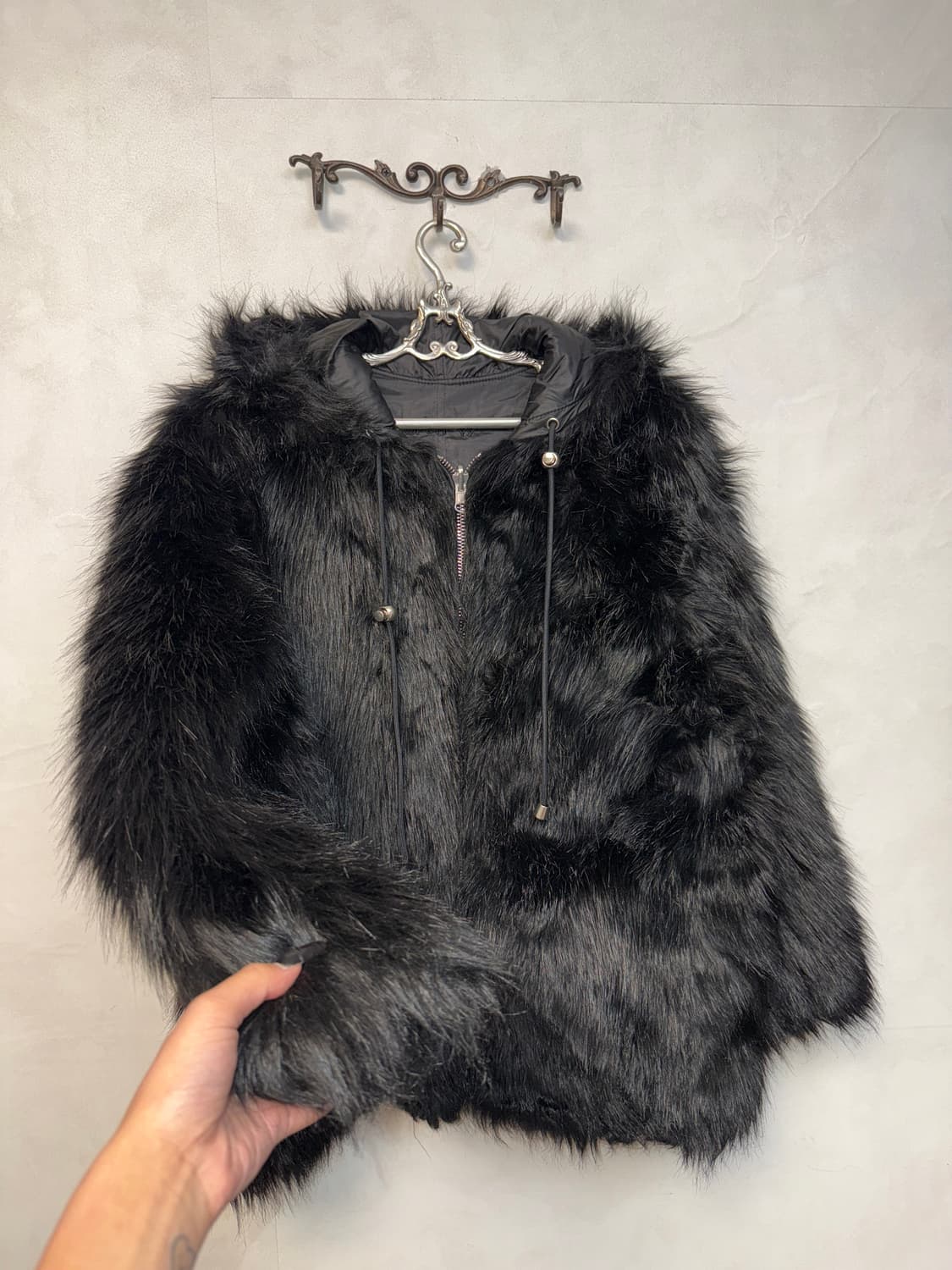 OPEN YY reversible faux fur hood jacket  상품이미지3