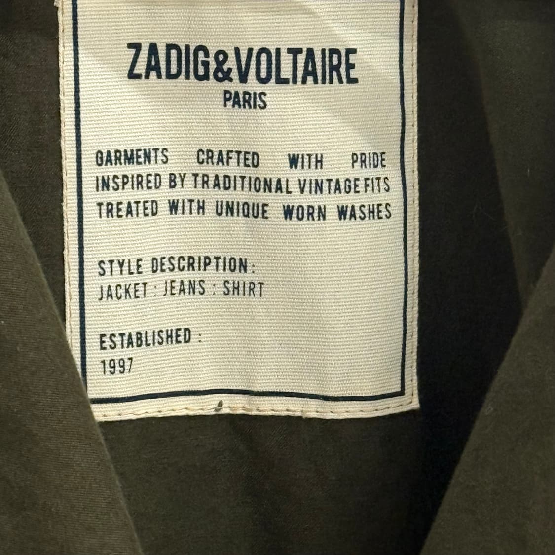 쟈딕앤볼테르 카키 사파리 자켓 (XS) 상품이미지2