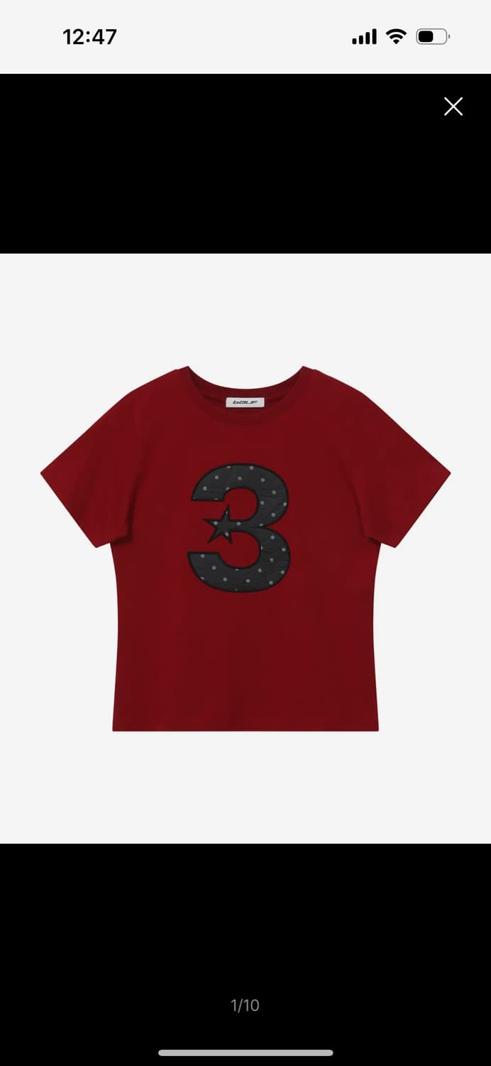 바우프 도트 슬림핏 티셔츠 [레드] 상품이미지2