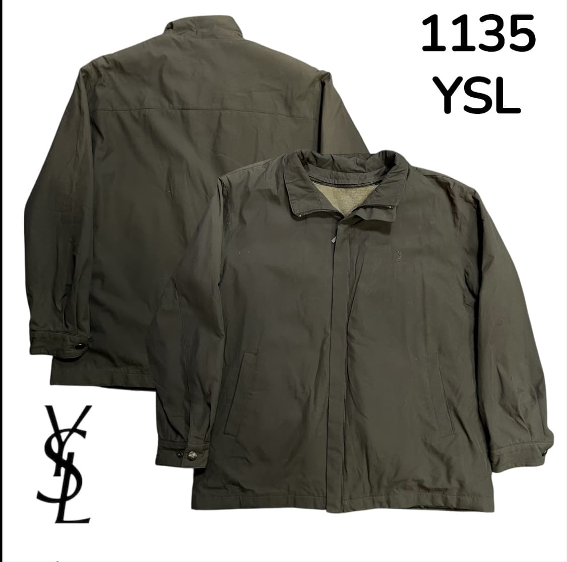 Ysl 입생로랑 아카이브 딥브라운 그레이 내피 분리 블루종 자켓 L 상품이미지1