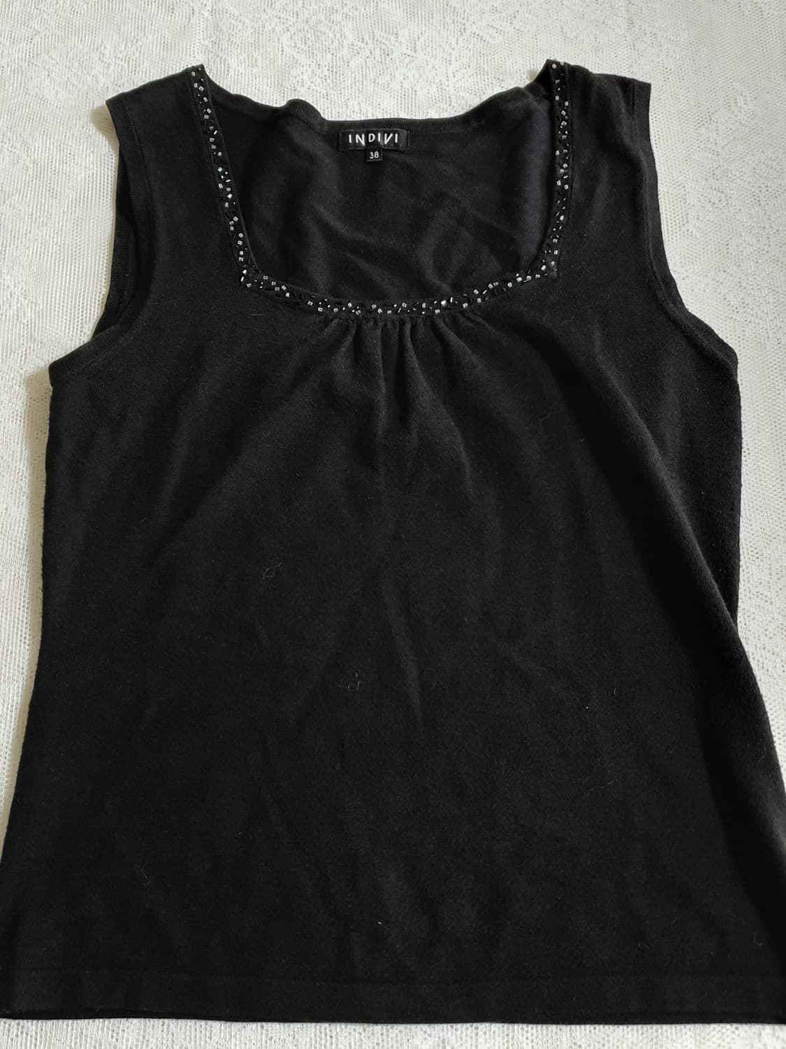 [일본빈티지] 블랙 비즈 캡소매 니트 탑 상품이미지6