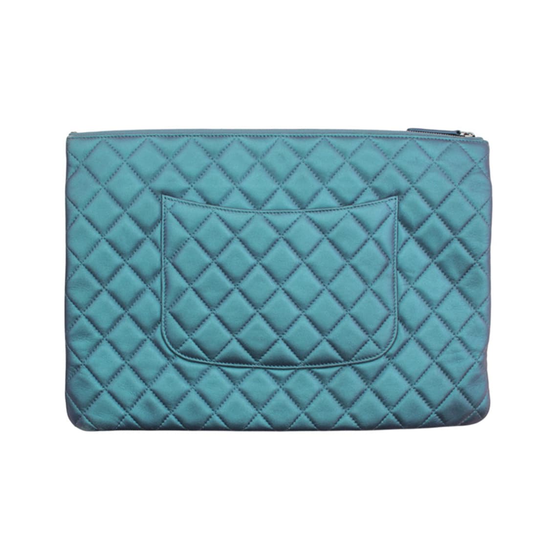 샤넬 메탈릭 블루 램스킨 퀼팅 은장CC 라지 클러치 (24번대) 상품이미지2