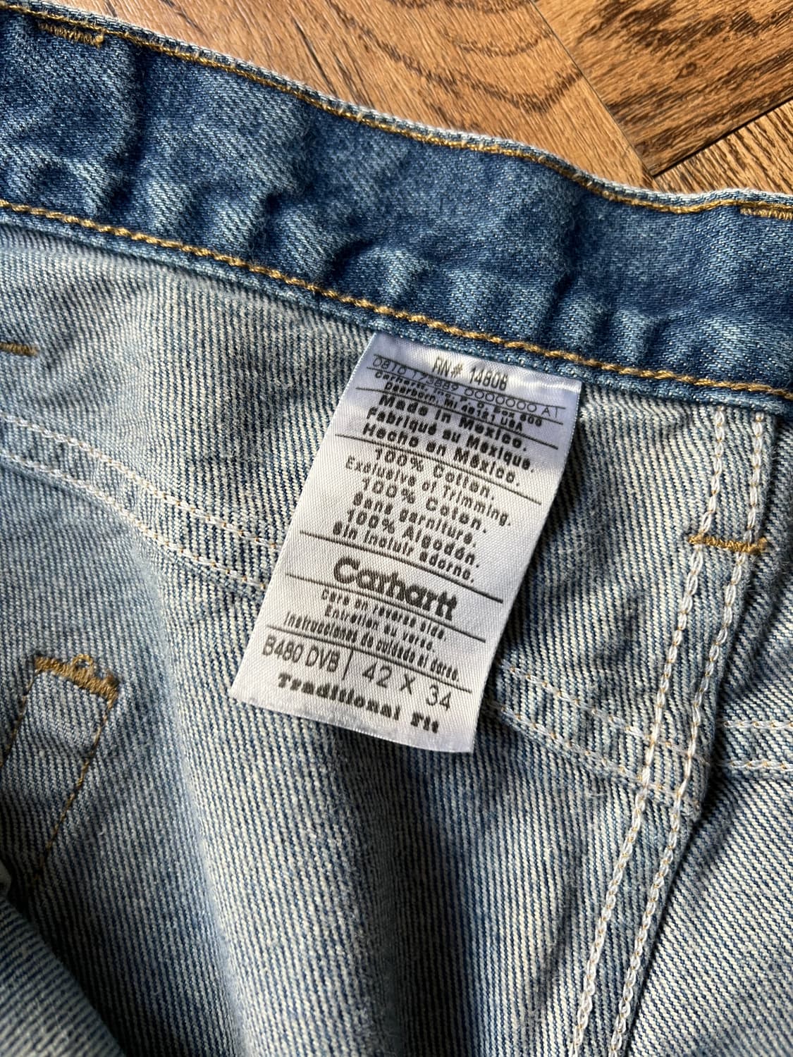 [42]칼하트 USA 빈티지 워싱 미디엄블루 워크 데님 팬츠 상품이미지5