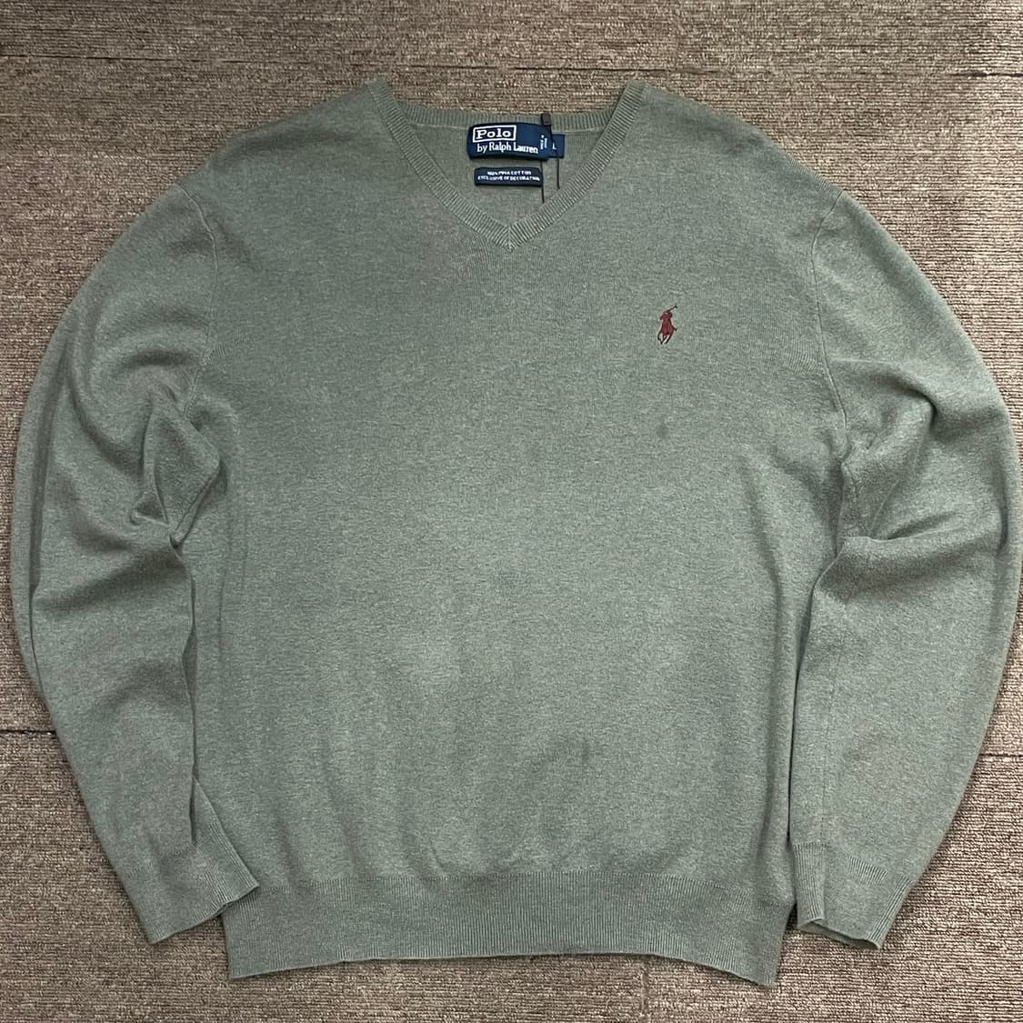 (L) POLO 폴로 랄프로렌 피마코튼 브이넥 니트 상품이미지1