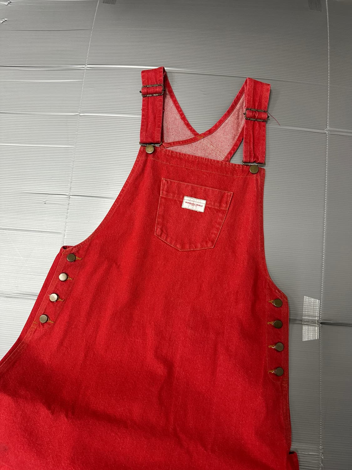 빈티지 멜빵 롱 스커트 레드  상품이미지1