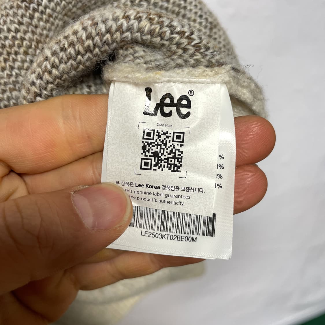 Lee 리 부클 빅 트위치 로고 니트 베이지 M 상품이미지5