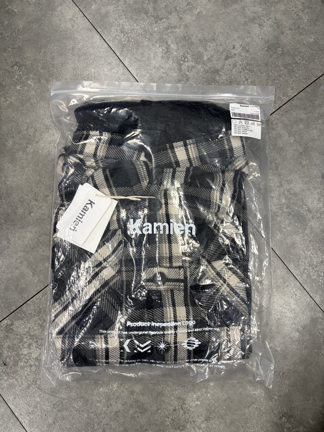 2 카미엔 체크 후디 후드 셔츠 리퍼브 미개봉 새제품 판매 상품이미지1