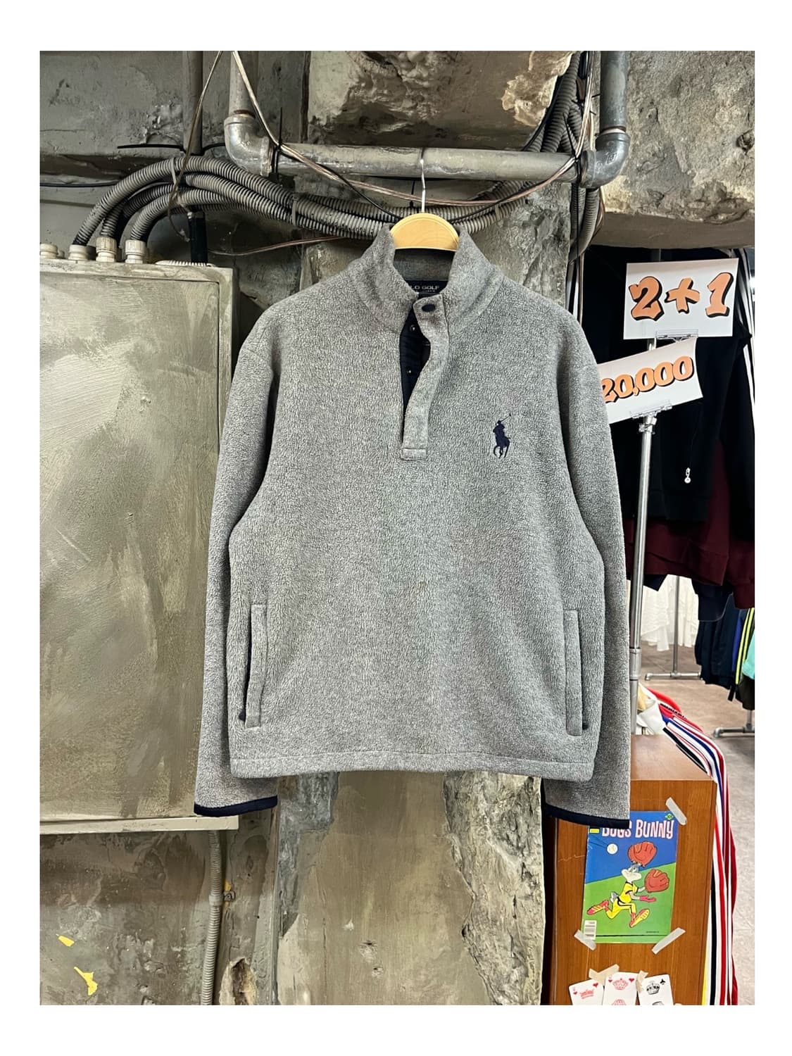폴로 골프 포니 하프 버튼 플리스 그레이 M #csz3678 상품이미지1