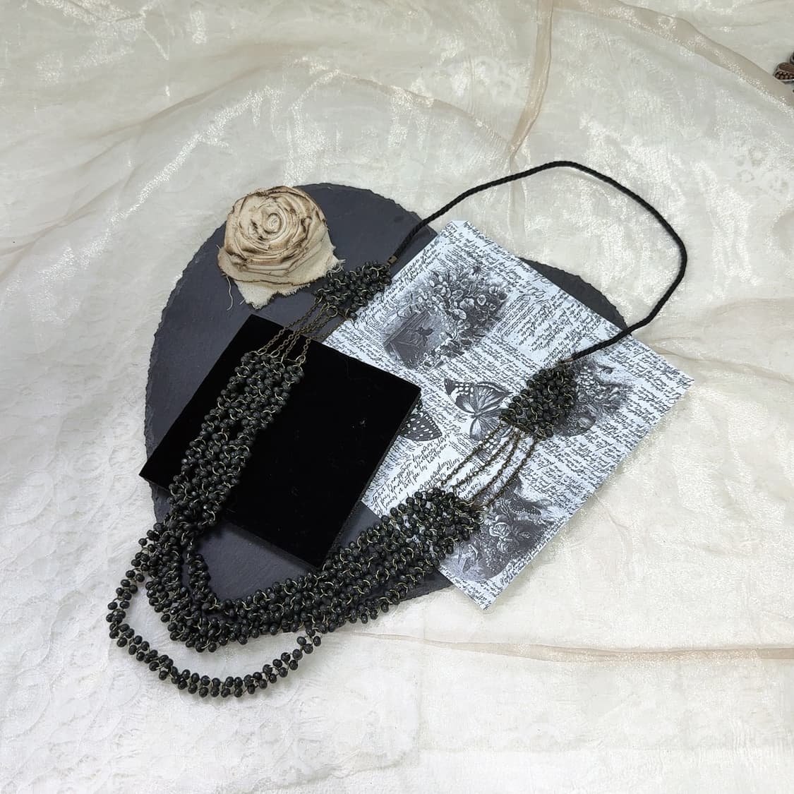 빈티지 우드 황동체인 레이어드 목걸이 상품이미지2