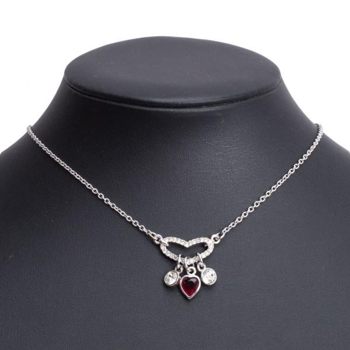 새상품) 스와로브스키 레드 하트 참 네크리스 실버 은 금 골드 다이아 티 상품이미지3