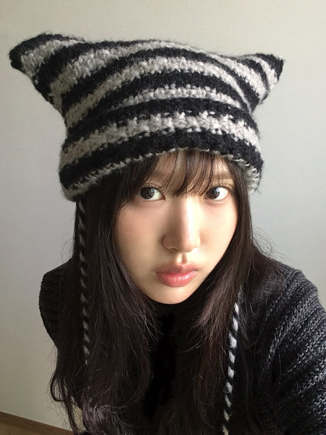 스트라이프 고양이 방울 모자 상품이미지8